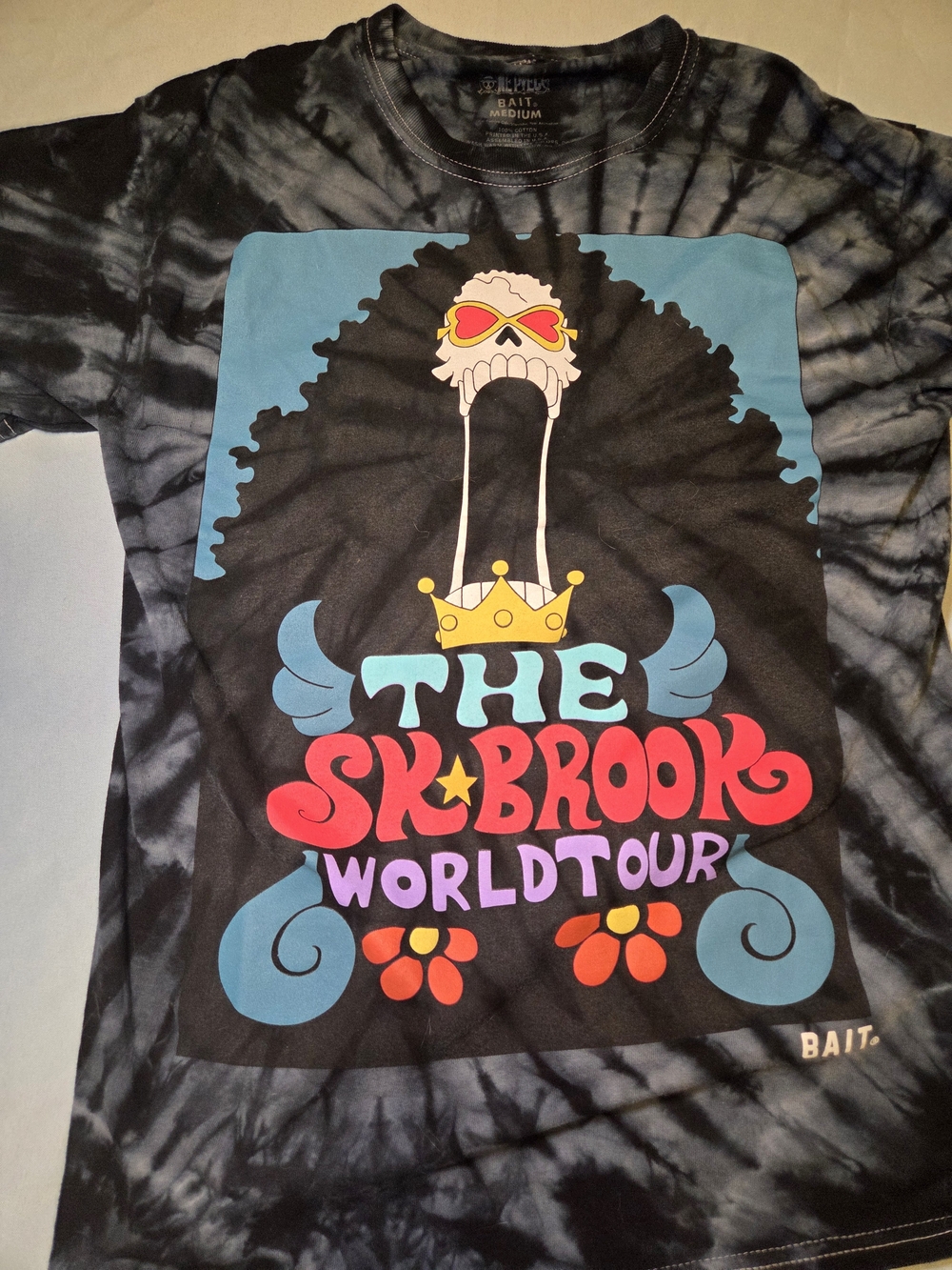 BAIT Mens Medium The Sk Brooks World Tour' Black Tie-Dye Graphic Tee